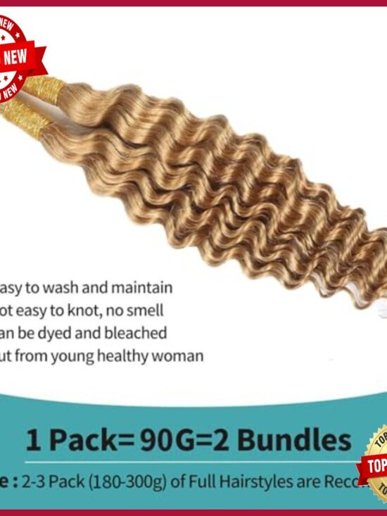 24-Inch Deep Wave Human Hair Extensions for Boho Braids, 100% Virgin Brazilian main image 4